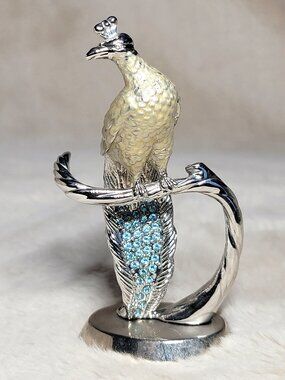 VTG Juju Palais Royal Swarovski Crystal Rhinestones Metal Peacock Figurine #D
